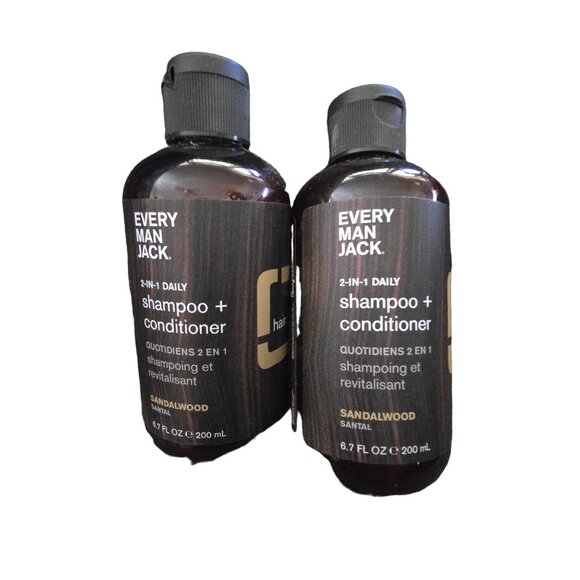 Every Man Jack Sandalwood 2-In-1 Daily Shampoo + Conditioner 6.7 Fl Oz (2 Pack) - Picture 4 of 4